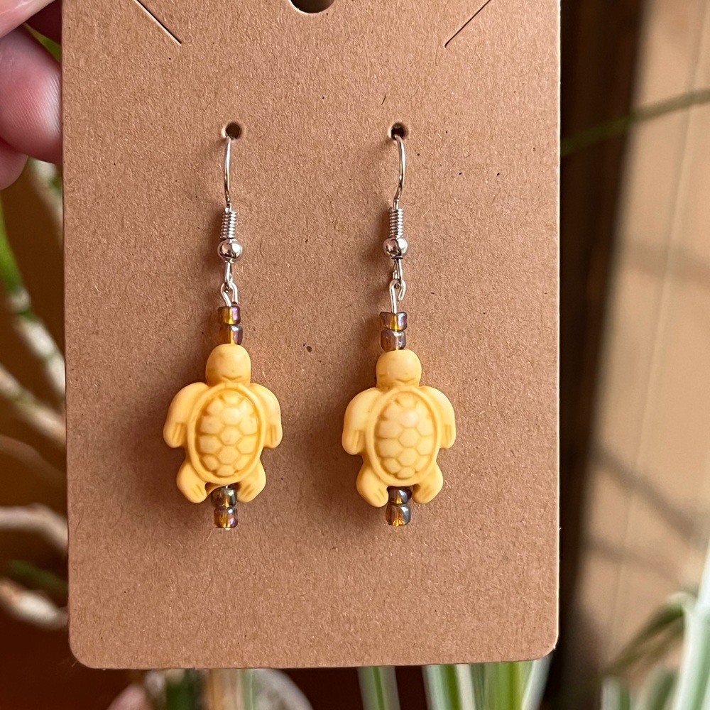 Yellow Turtle Earrings